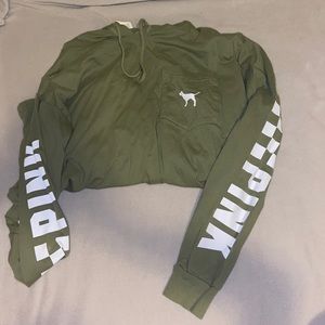 (SOLD)Pink long sleeve with hoodie